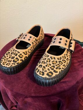 Vans Leopard Print Mary Jane Platform Shoes - Tan/Black
